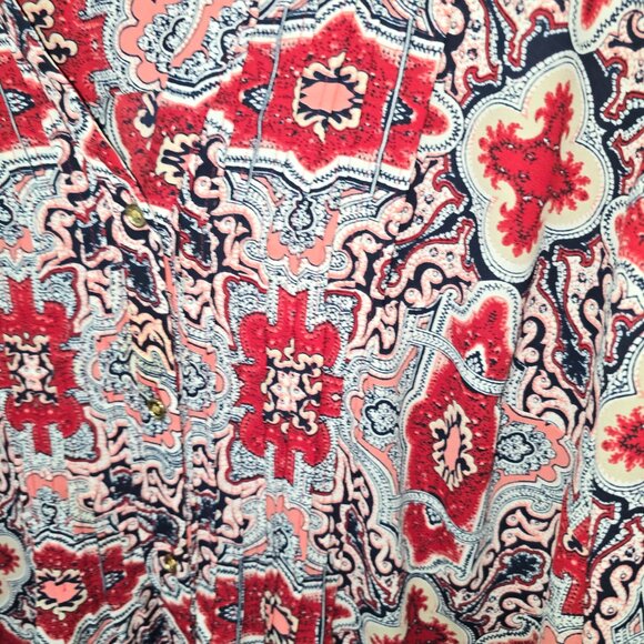 Charter Club Blouse Pintuck Top Red White Blue Geometric Plus Size 3X - Picture 2 of 7